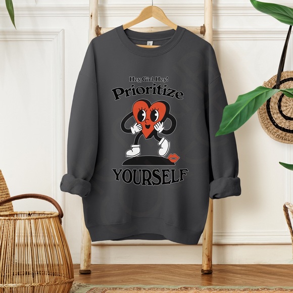 🚨 SALE 🚨 Prioritize Yourself Mental Health Graphic Crewneck Sweatshirt - Picture 4 of 10